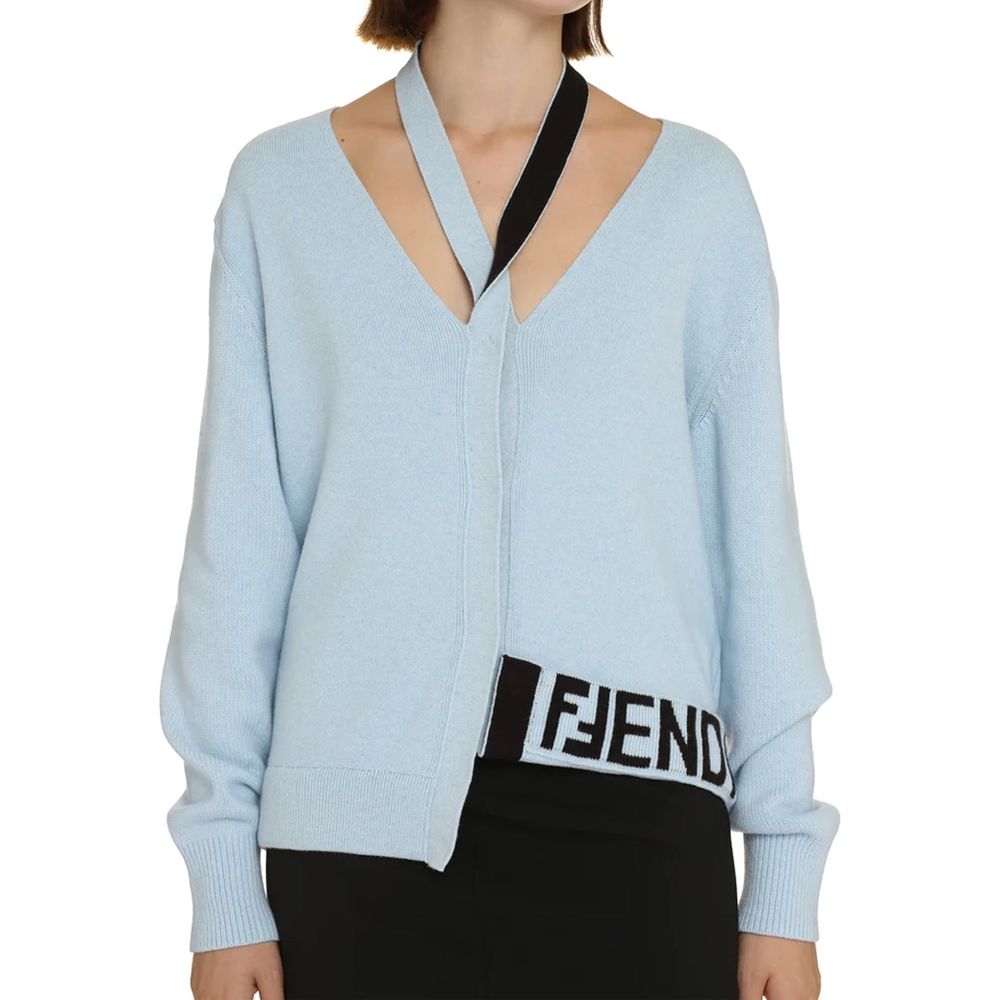 Fendi Blue Cashmere Cardigan - Timeless Elegance with a Contemporary Twist