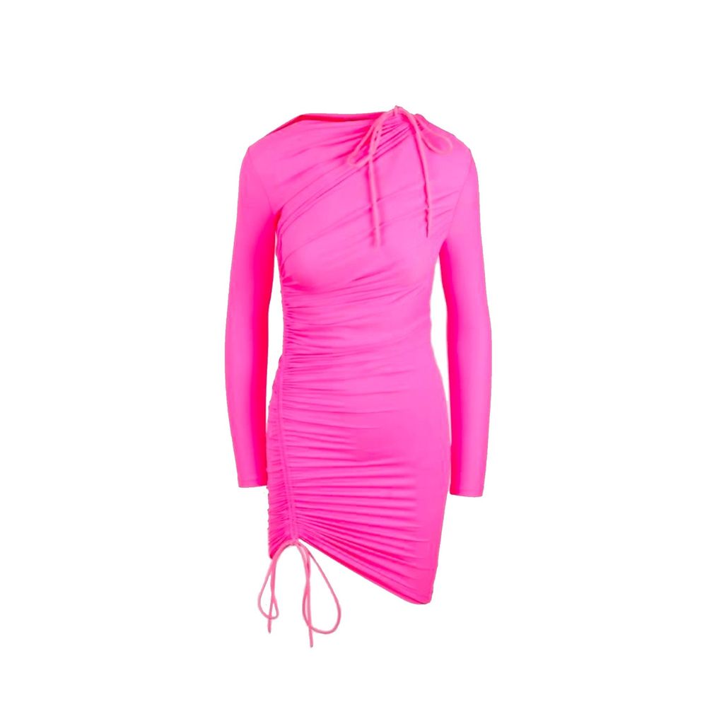 Balenciaga Fluorescent Pink Draped Mini Dress