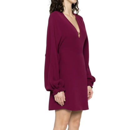 Fendi Purple Silk Cady Logo-Plaque Silk Minidress