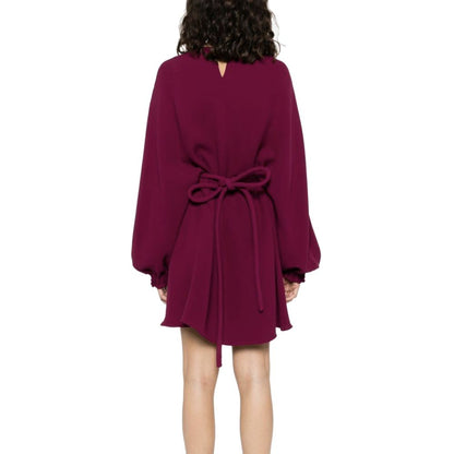 Fendi Purple Silk Cady Logo-Plaque Silk Minidress