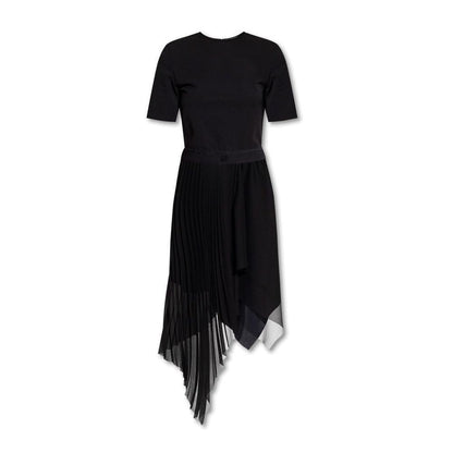 Givenchy Black Asymmetric Pleated Midi Dress