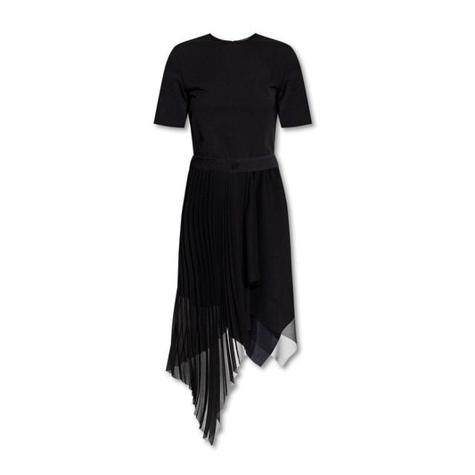 Givenchy Black Asymmetric Pleated Midi Dress