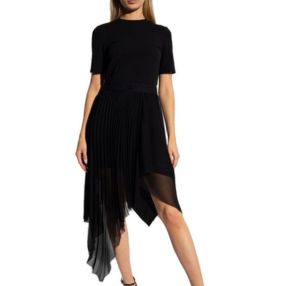 Givenchy Black Asymmetric Pleated Midi Dress