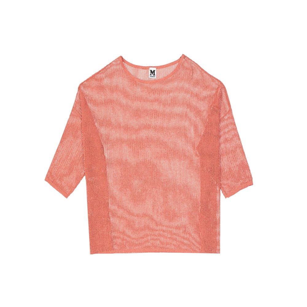 Missoni Coral Metallic Short Sleeve Sheer Jumper