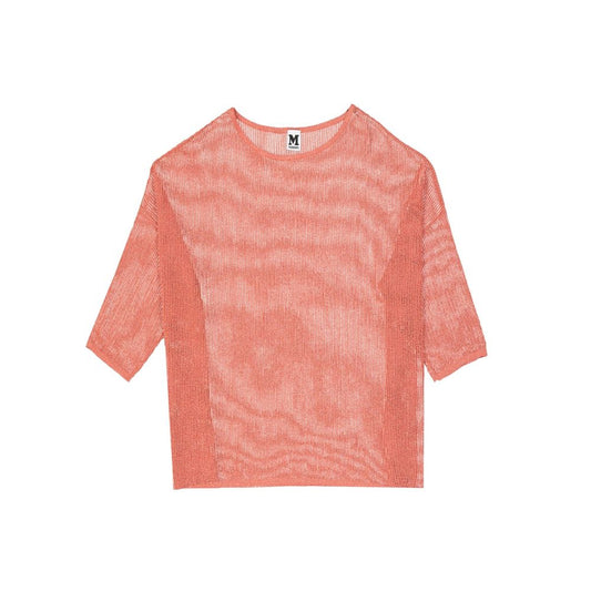 Missoni Coral Metallic Short Sleeve Sheer Jumper