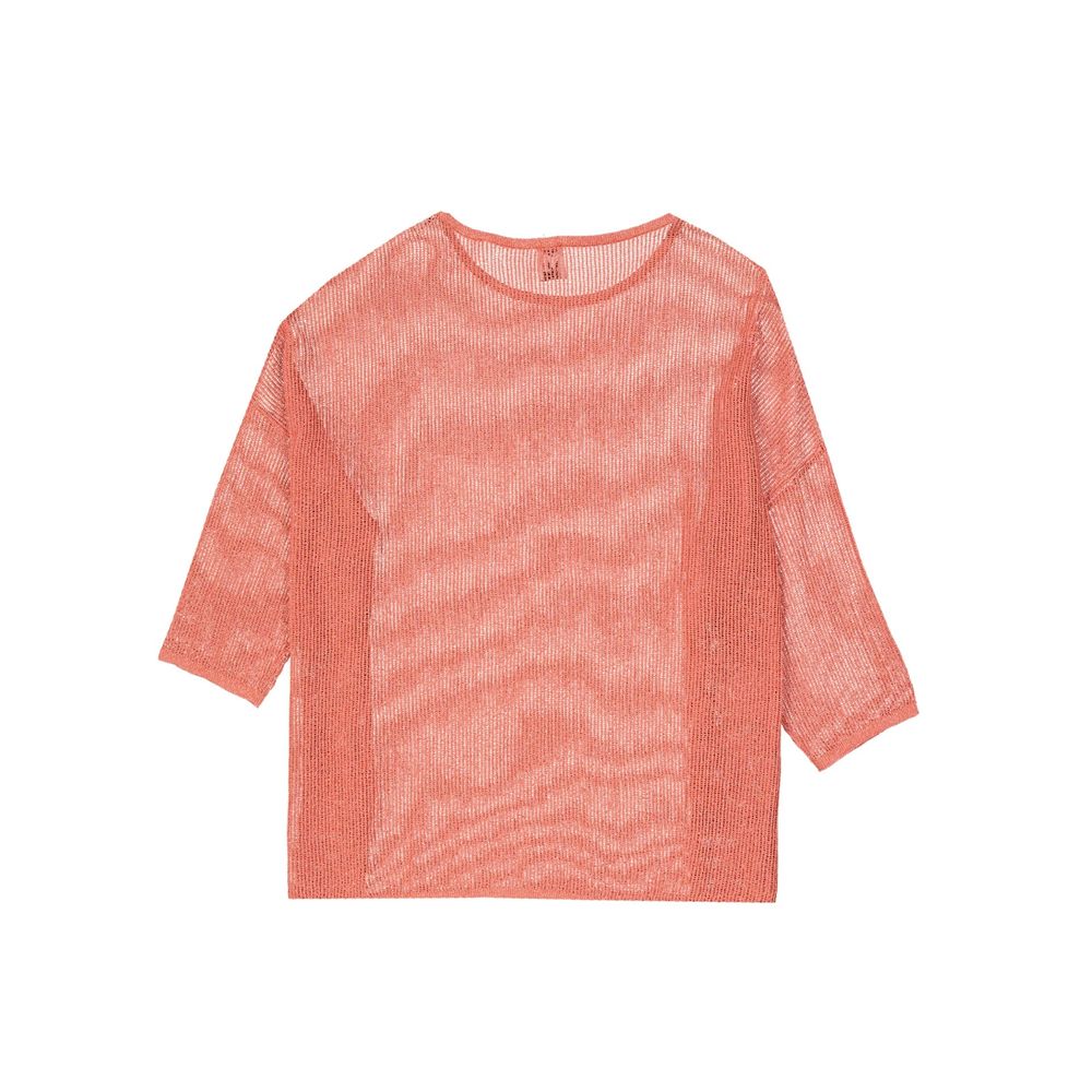 Missoni Coral Metallic Short Sleeve Sheer Jumper