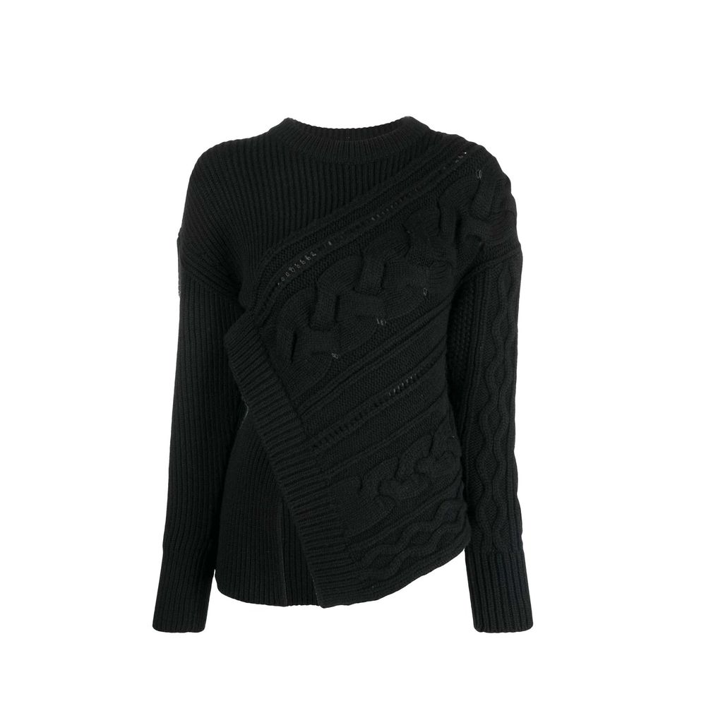 Alexander McQueen Black Wool Asymmetric Wool Jumper