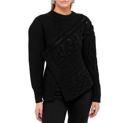 Alexander McQueen Black Wool Asymmetric Wool Jumper
