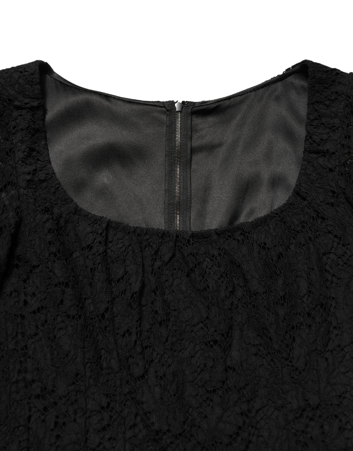 Dolce & Gabbana Black Lace Square Neck Long Sleeve Maxi Dress
