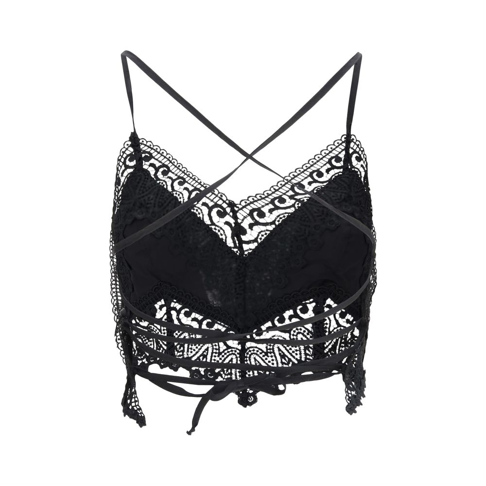 Charo Ruiz Black Cotton Shirt - Blanca Top
