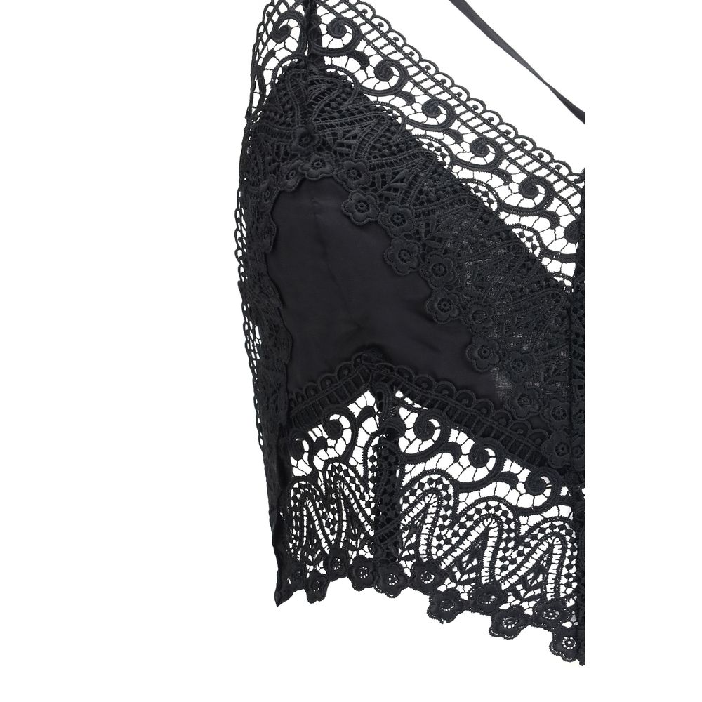 Charo Ruiz Black Cotton Shirt - Blanca Top