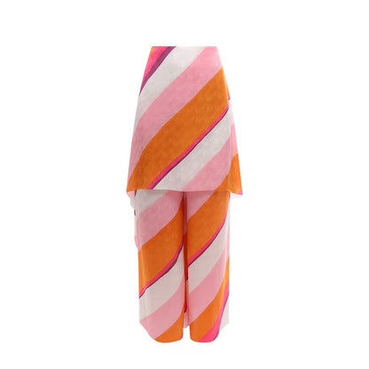 Fendi FF Color-block Draped Silk Trousers