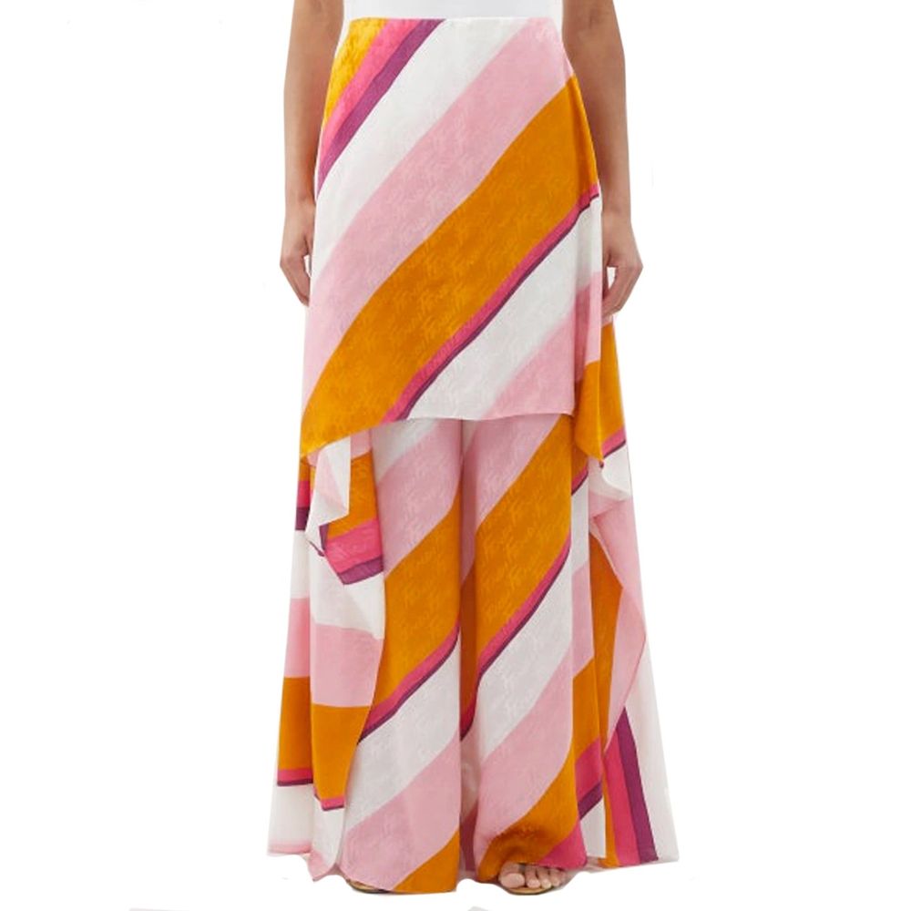 Fendi FF Color-block Draped Silk Trousers