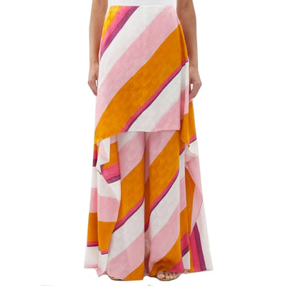 Fendi FF Color-block Draped Silk Trousers