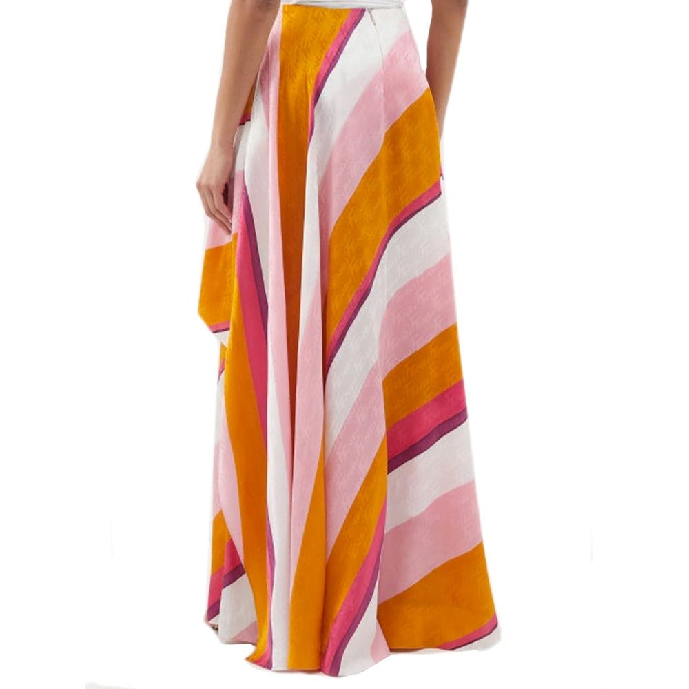 Fendi FF Color-block Draped Silk Trousers