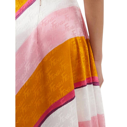 Fendi FF Color-block Draped Silk Trousers