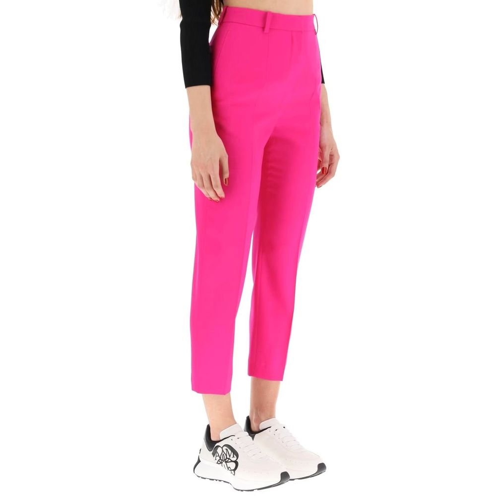 Alexander McQueen Hot Pink Wool Cropped Pants
