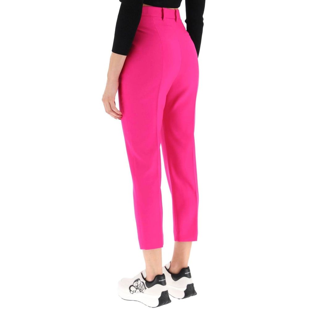 Alexander McQueen Hot Pink Wool Cropped Pants
