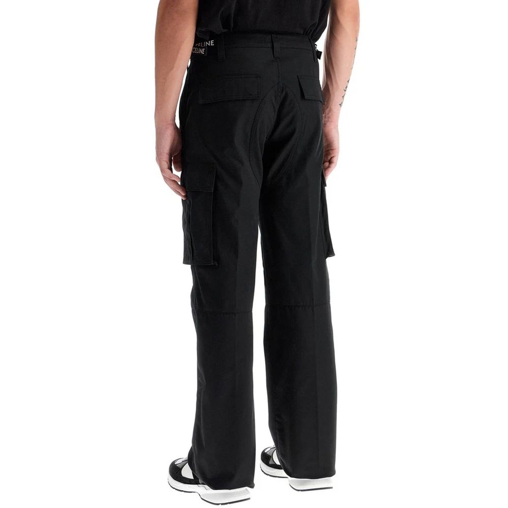 Celine Black Cotton Cargo Pants for Men