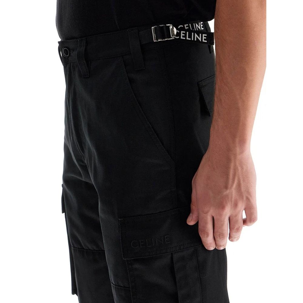 Celine Black Cotton Cargo Pants for Men