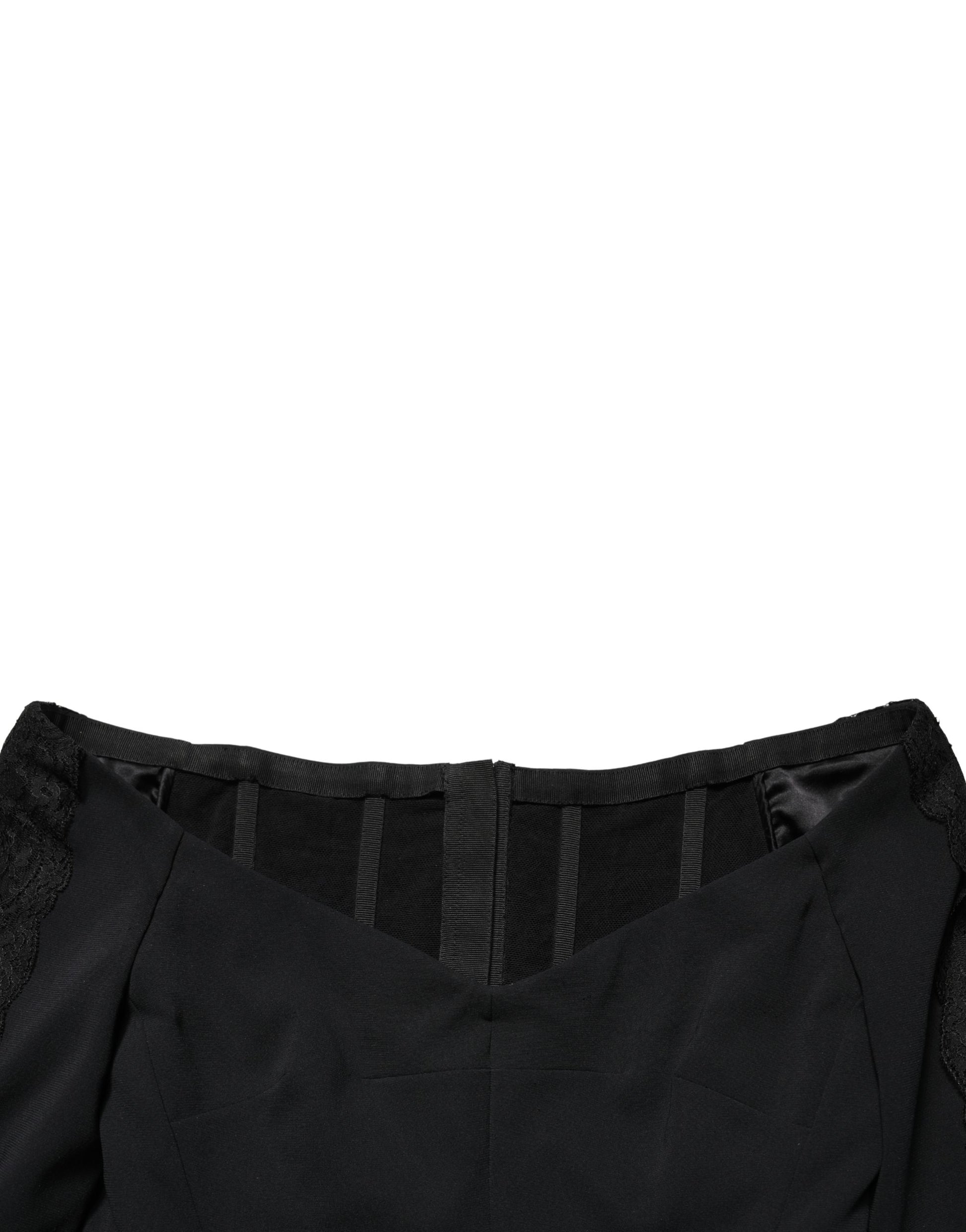 Dolce & Gabbana Black Silk Button Bodice Sheath Maxi Dress