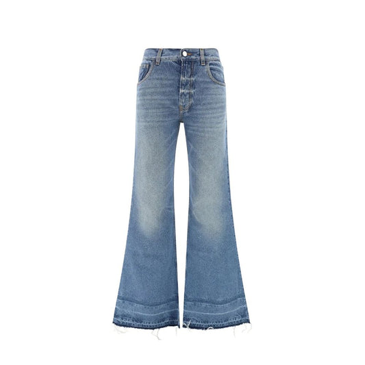 Chloé Blue Cotton Bootcut Jeans with Frayed Hem