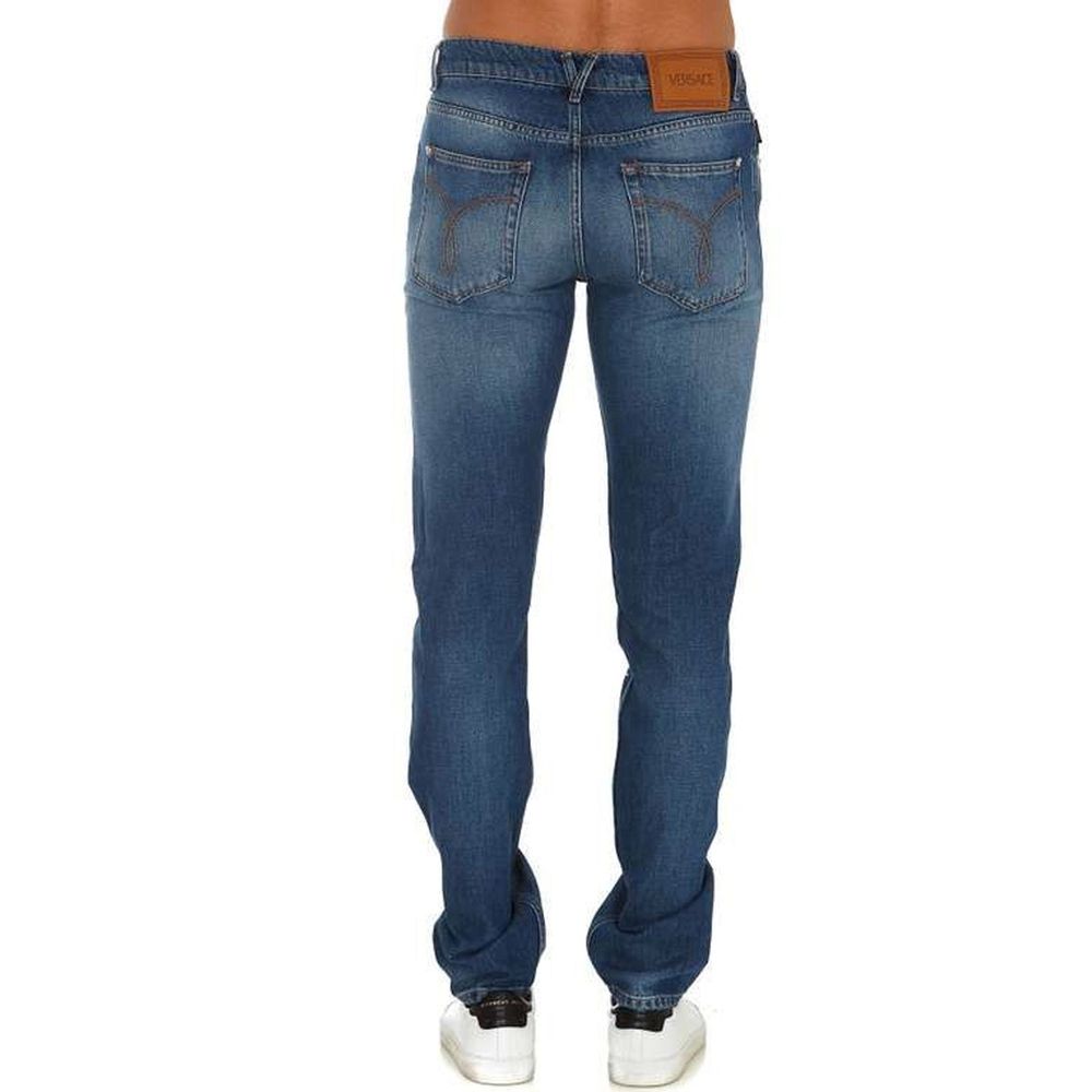 Versace Blue Cotton Straight-Leg Jeans