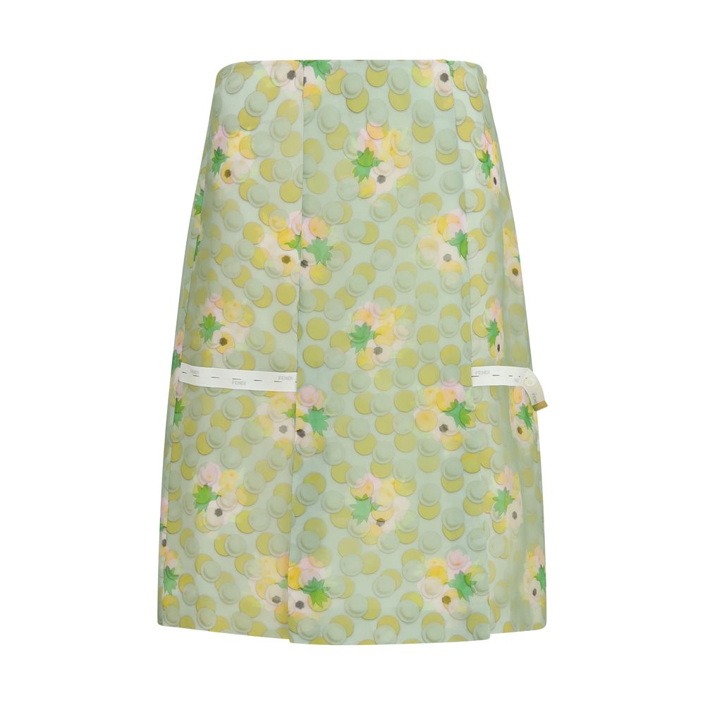 Fendi Multicolor Silk Midi Skirt - Bouquet Organza Skirt