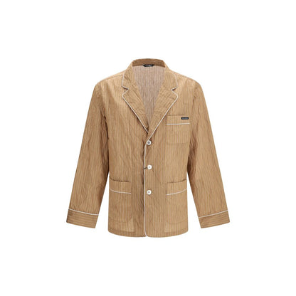 Dolce & Gabbana Beige Crinkled Linen Vanity Robe