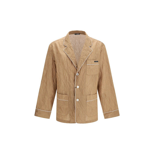 Dolce & Gabbana Beige Crinkled Linen Vanity Robe