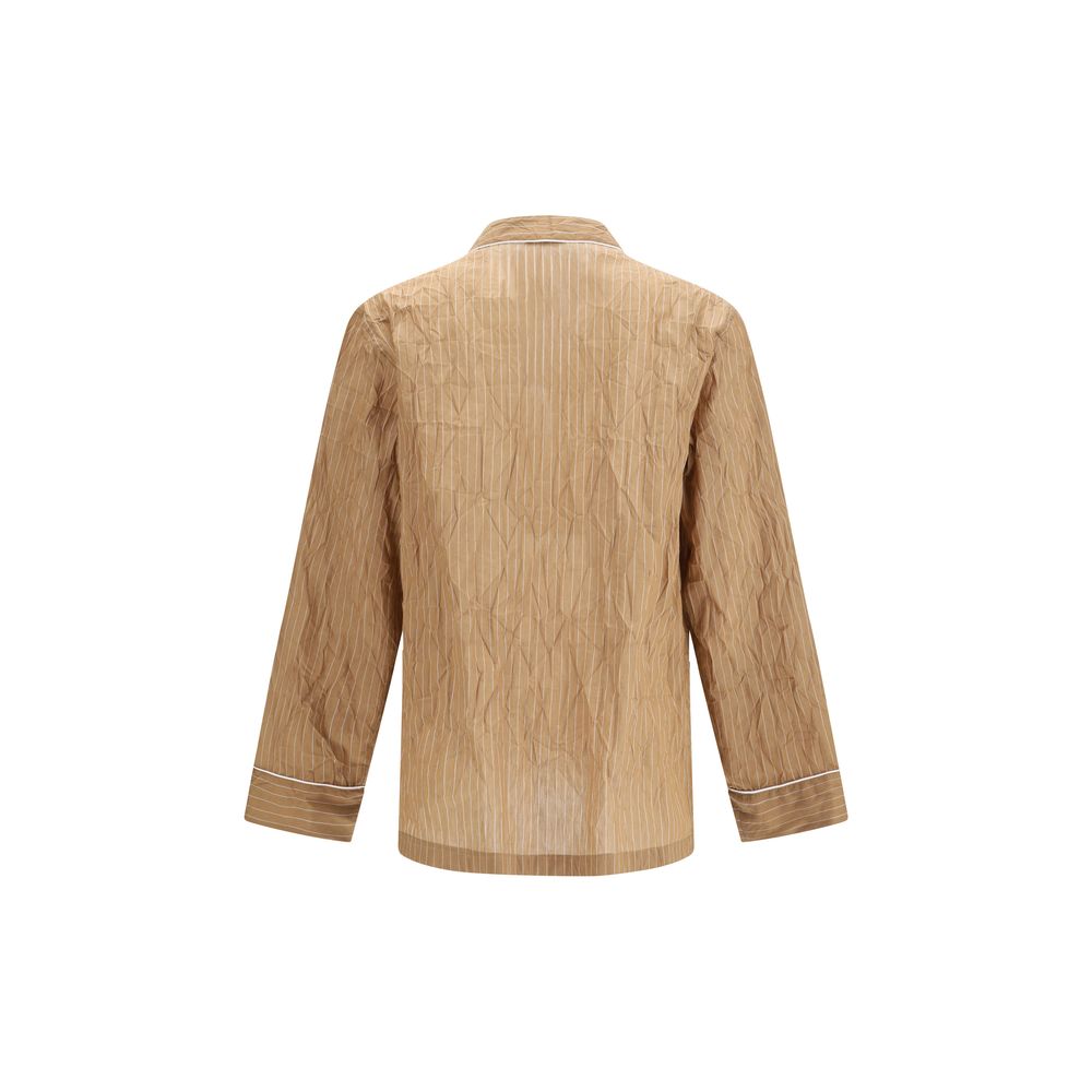 Dolce & Gabbana Beige Crinkled Linen Vanity Robe