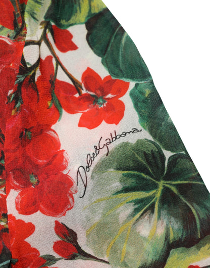 Dolce & Gabbana Multicolor Floral Long Sleeves V-neck Dress