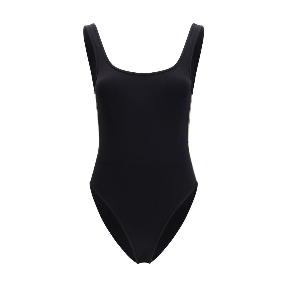 Burberry Black Check Trim One-Piece Swimsuit