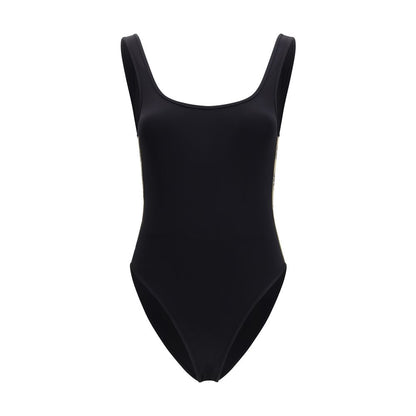 Burberry Black Check Trim One-Piece Swimsuit