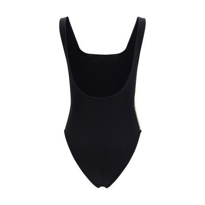 Burberry Black Check Trim One-Piece Swimsuit