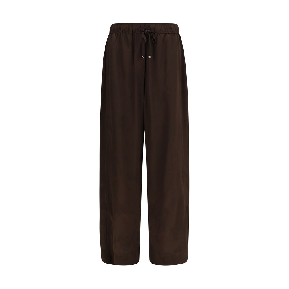 Ganni Brown Satin Drawstring Pants