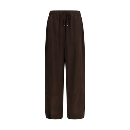 Ganni Brown Satin Drawstring Pants
