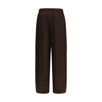 Ganni Brown Satin Drawstring Pants