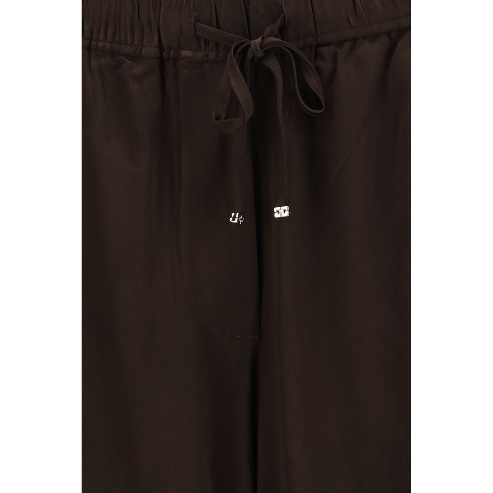 Ganni Brown Satin Drawstring Pants