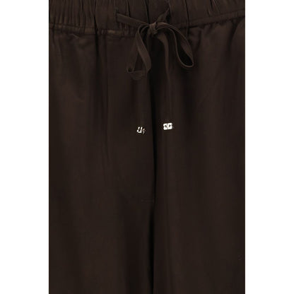 Ganni Brown Satin Drawstring Pants