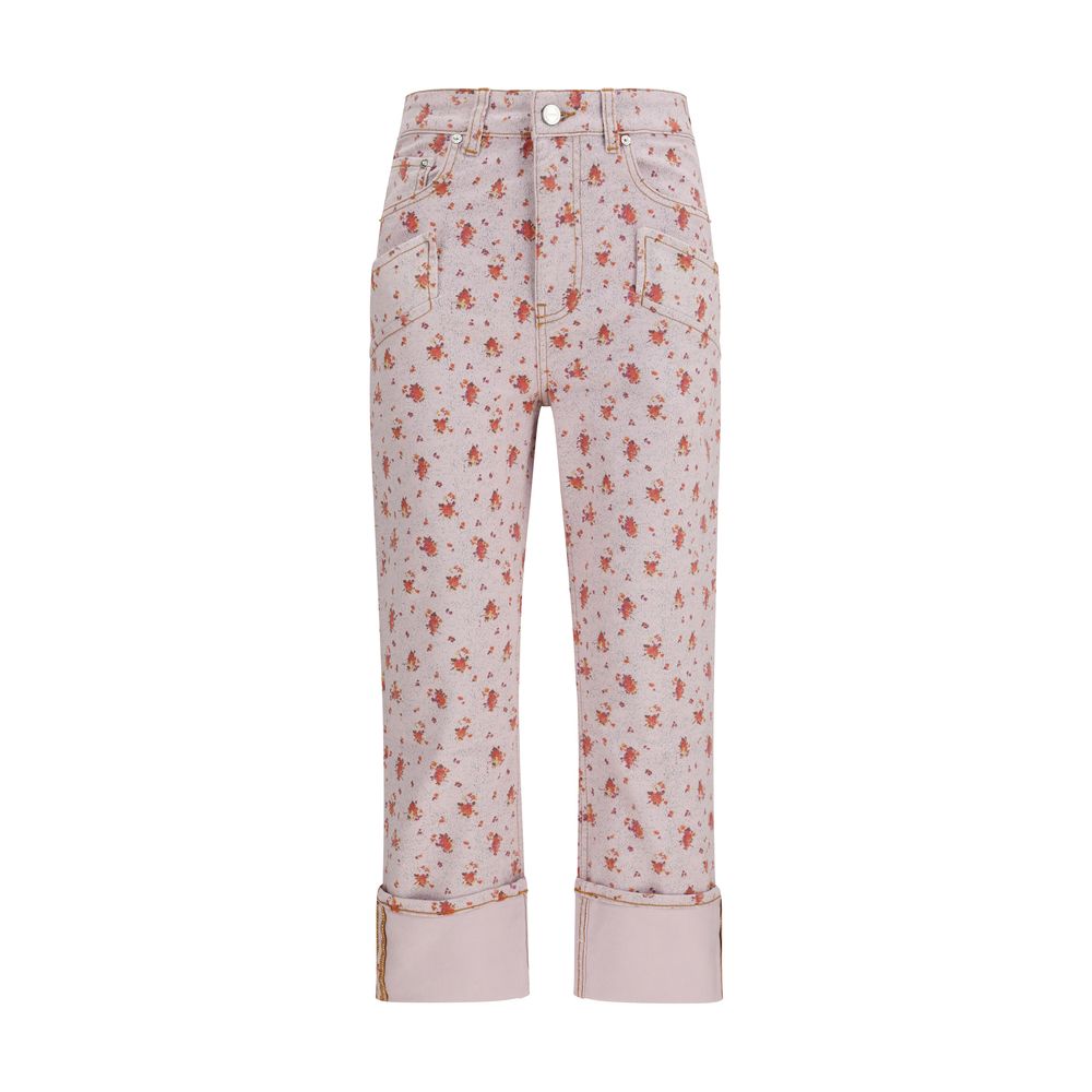 Ganni Floral Print Capri Denim Pants
