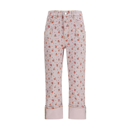 Ganni Floral Print Capri Denim Pants