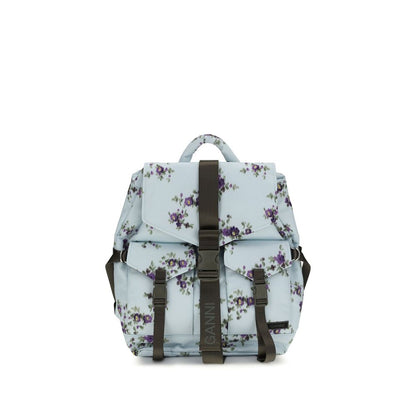 Ganni Blue Floral Motif Backpack