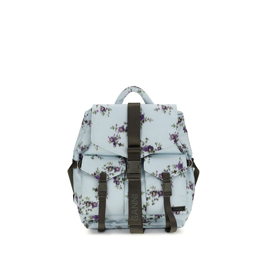 Ganni Blue Floral Motif Backpack