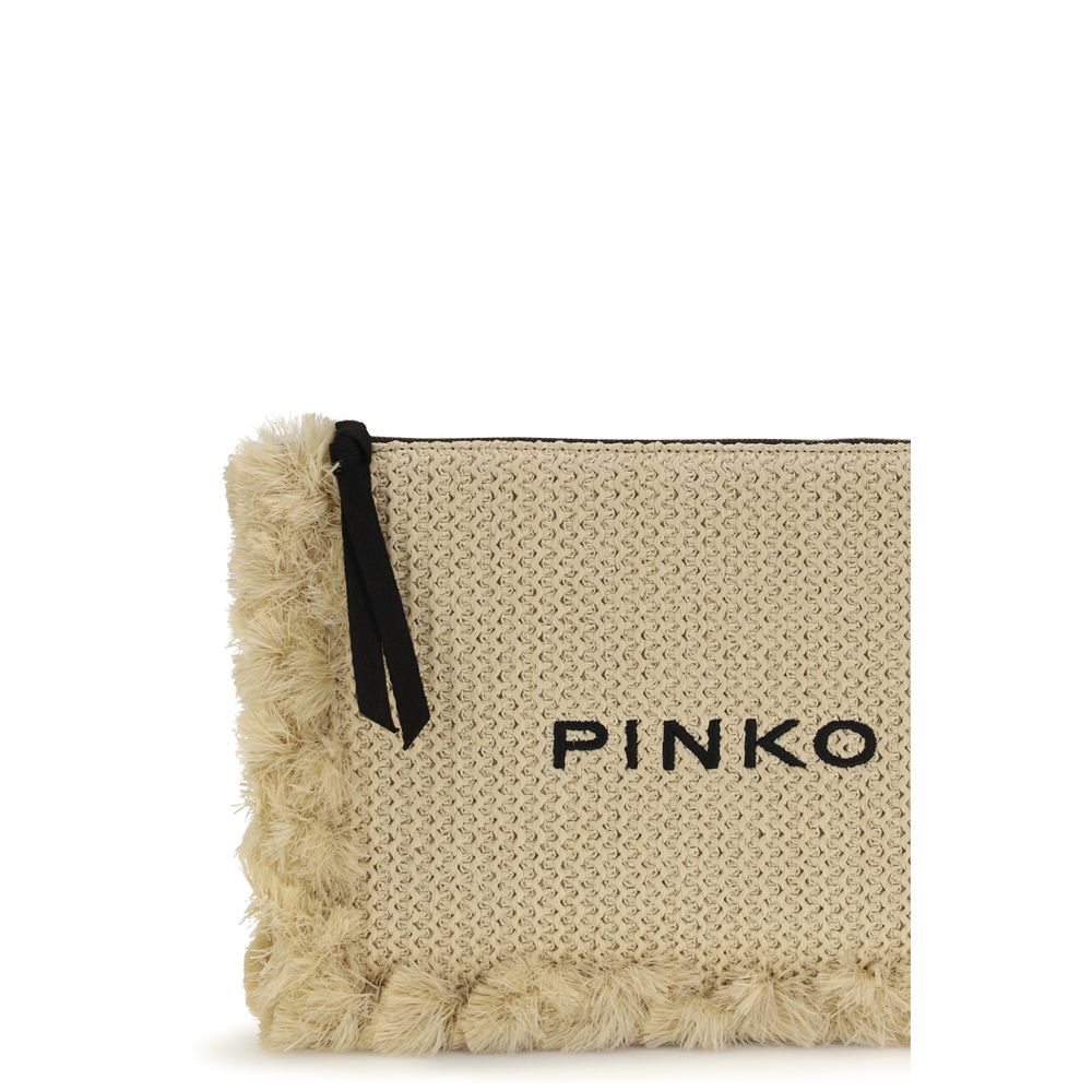 PINKO Beige Flat Handle Clutch