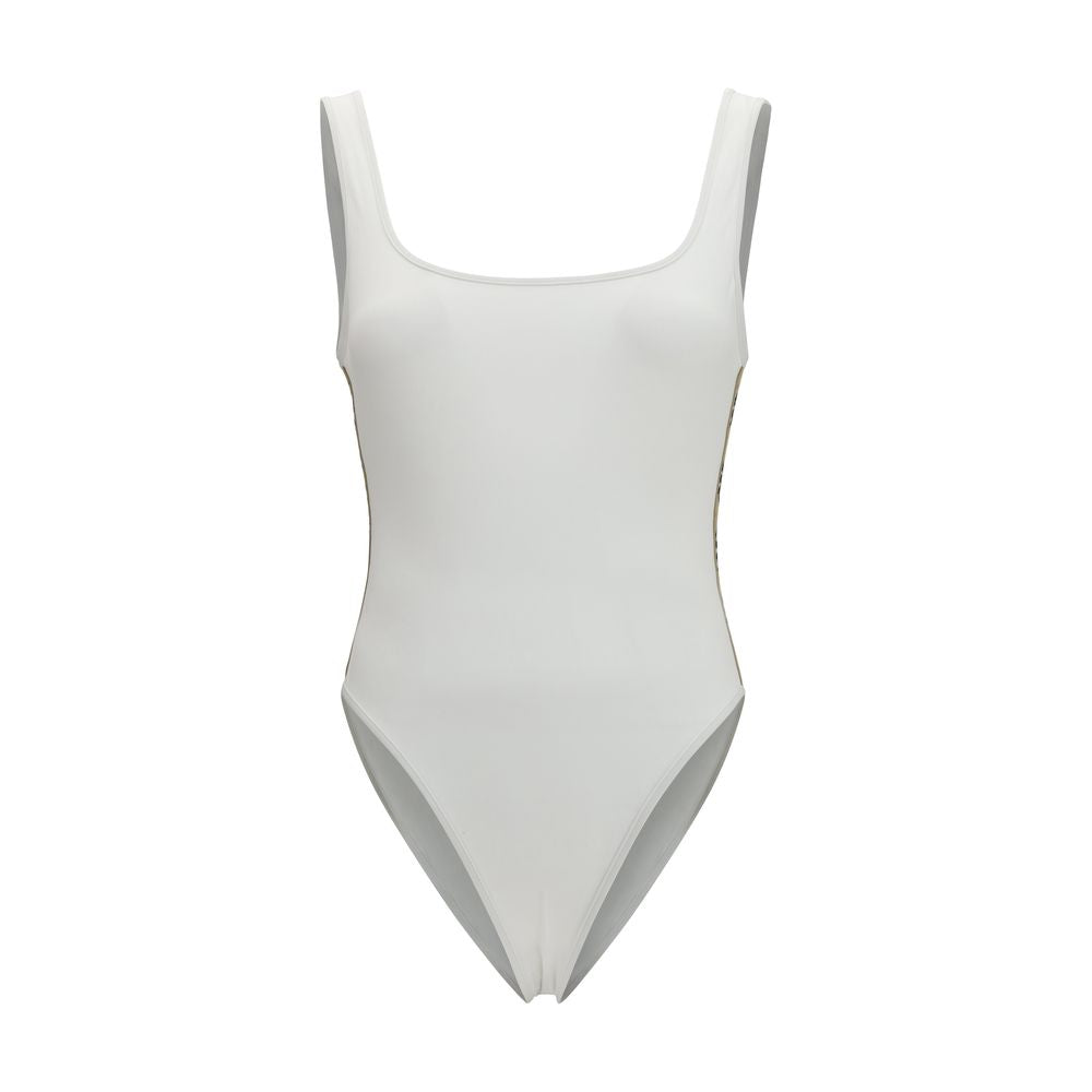 Burberry White Check Trim One-Piece Swimsuit