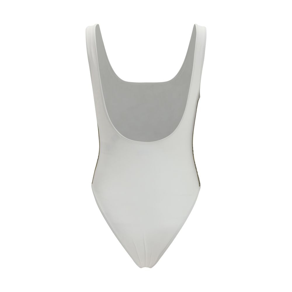 Burberry White Check Trim One-Piece Swimsuit