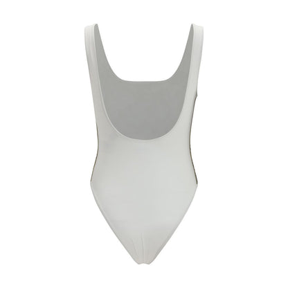 Burberry White Check Trim One-Piece Swimsuit
