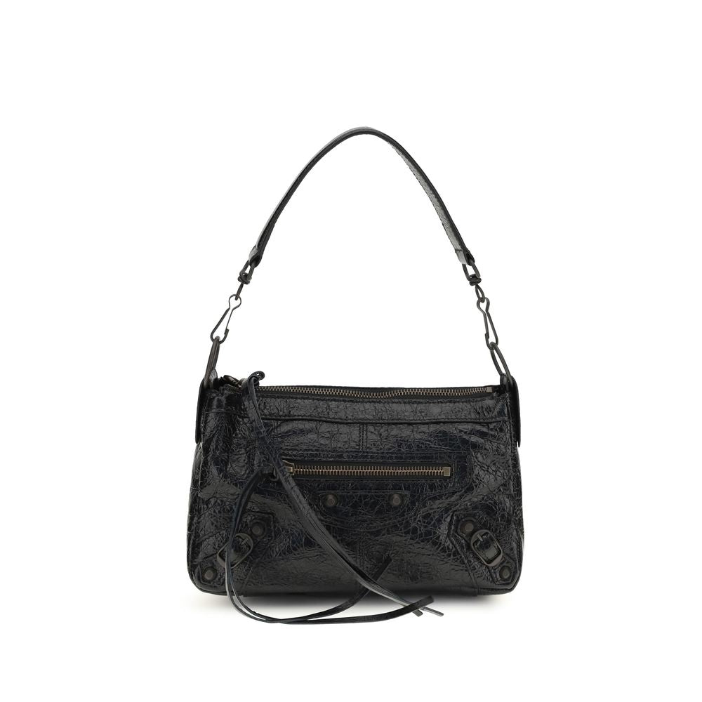 Balenciaga Black Lamb Leather Le City Moto Mini Shoulder Bag