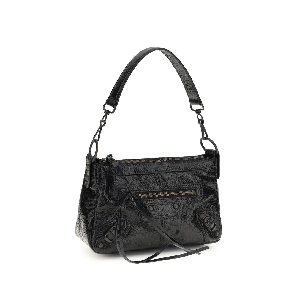 Balenciaga Black Lamb Leather Le City Moto Mini Shoulder Bag